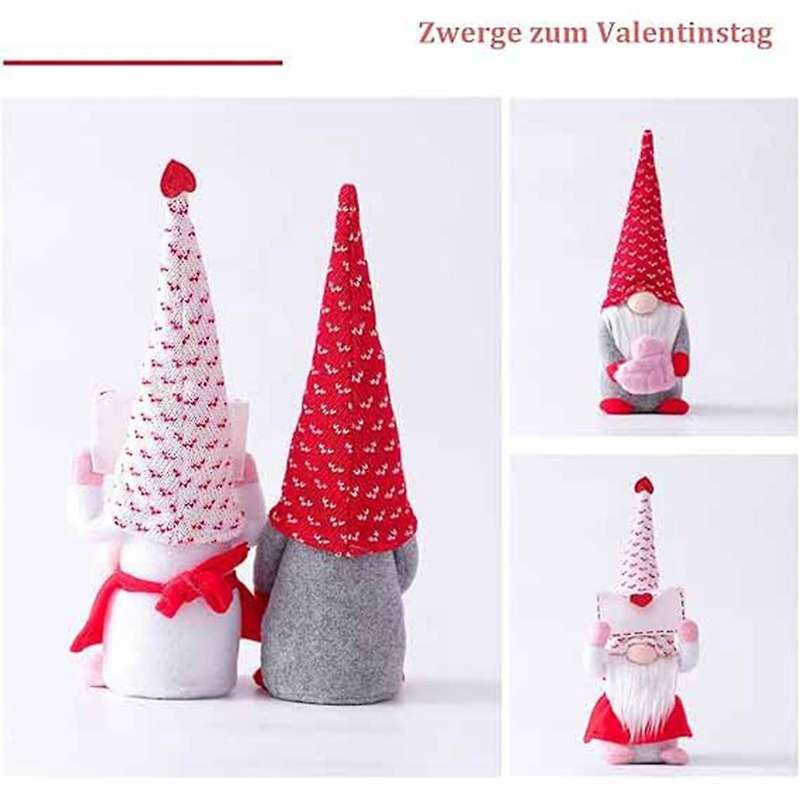 2pcs Valentine's Day Decorative Gnomes, Handmade Valentines Gnomes Plush Decorations, Mini Valentin