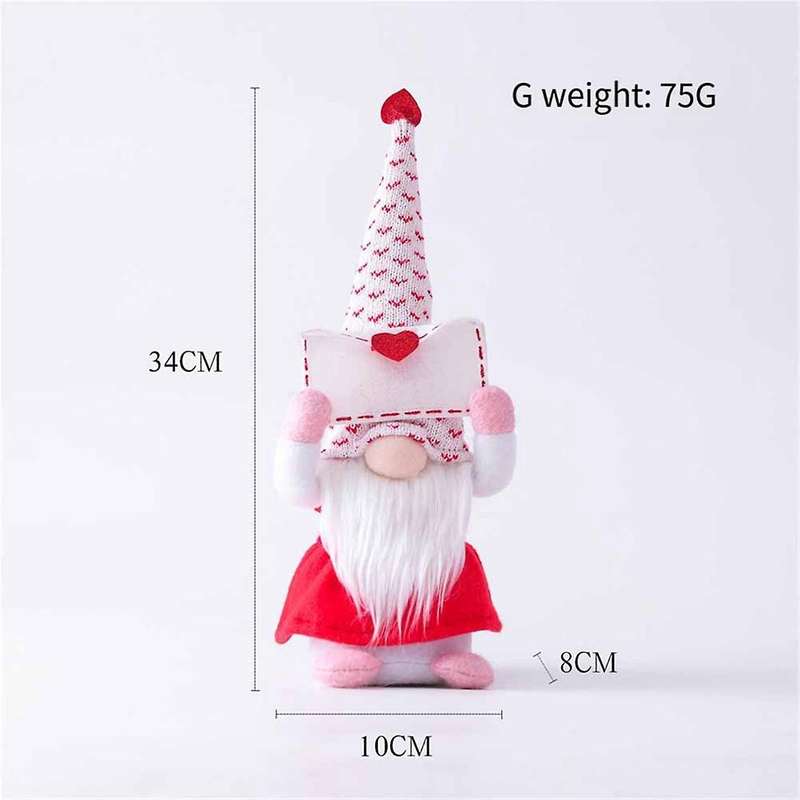 2pcs Valentine's Day Decorative Gnomes, Handmade Valentines Gnomes Plush Decorations, Mini Valentin