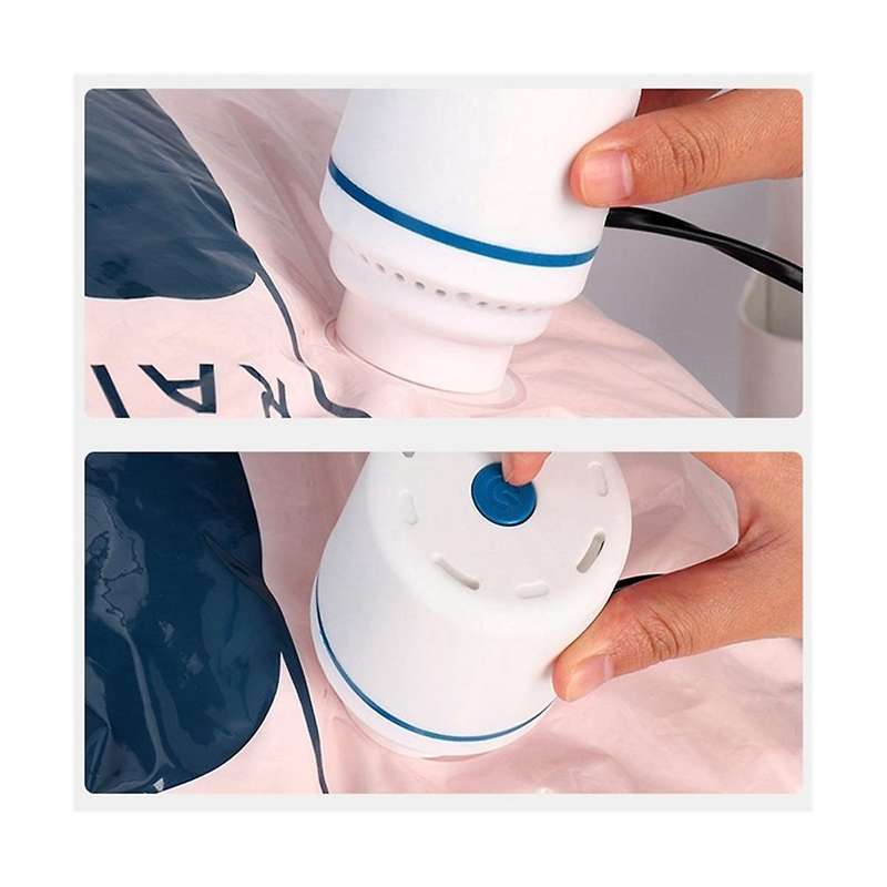2pcs Vacuum Compression Bag Electric Pump Air Pump Mini Vacuum Sealer Save Space for Clothes Food Eu
