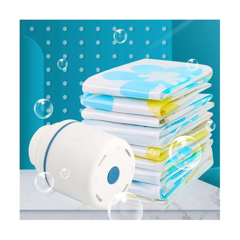 2pcs Vacuum Compression Bag Electric Pump Air Pump Mini Vacuum Sealer Save Space for Clothes Food Eu