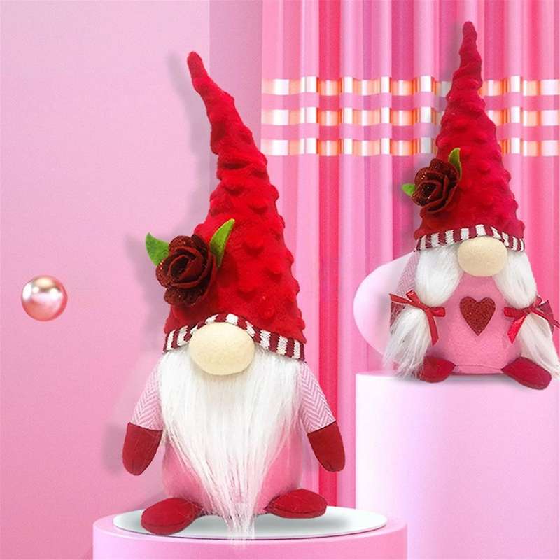 2PCS Valentines Day Gnome Plush Mr and Mrs Scandinavian for Valentine'S Day Table Ornament