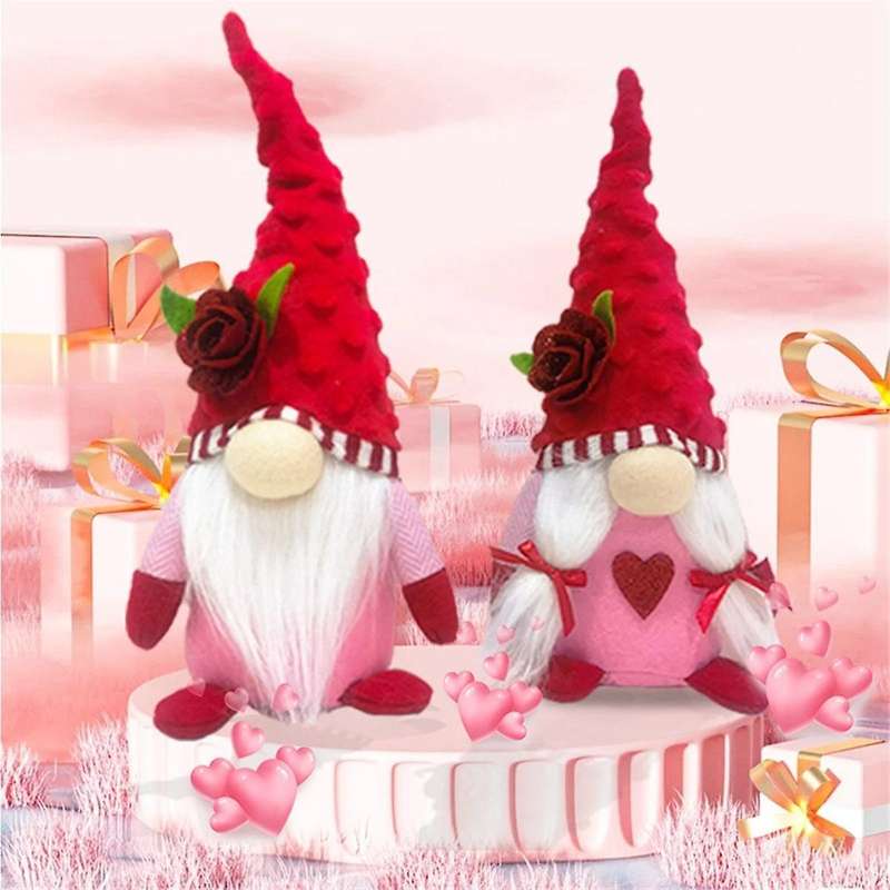 2PCS Valentines Day Gnome Plush Mr and Mrs Scandinavian for Valentine'S Day Table Ornament
