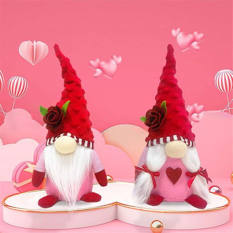 2PCS Valentines Day Gnome Plush Mr and Mrs Scandinavian for Valentine'S Day Table Ornament