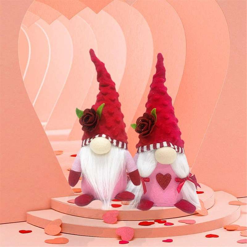 2PCS Valentines Day Gnome Plush Mr and Mrs Scandinavian for Valentine'S Day Table Ornament