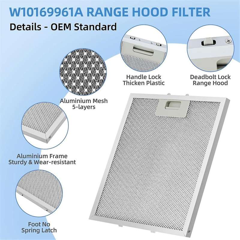 2PCS W10169961A Hood Filter for Jenn Air Range Hood Replace Aluminum Vent Filter 12X10.5Inch