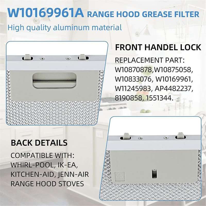 2PCS W10169961A Hood Filter for Jenn Air Range Hood Replace Aluminum Vent Filter 12X10.5Inch
