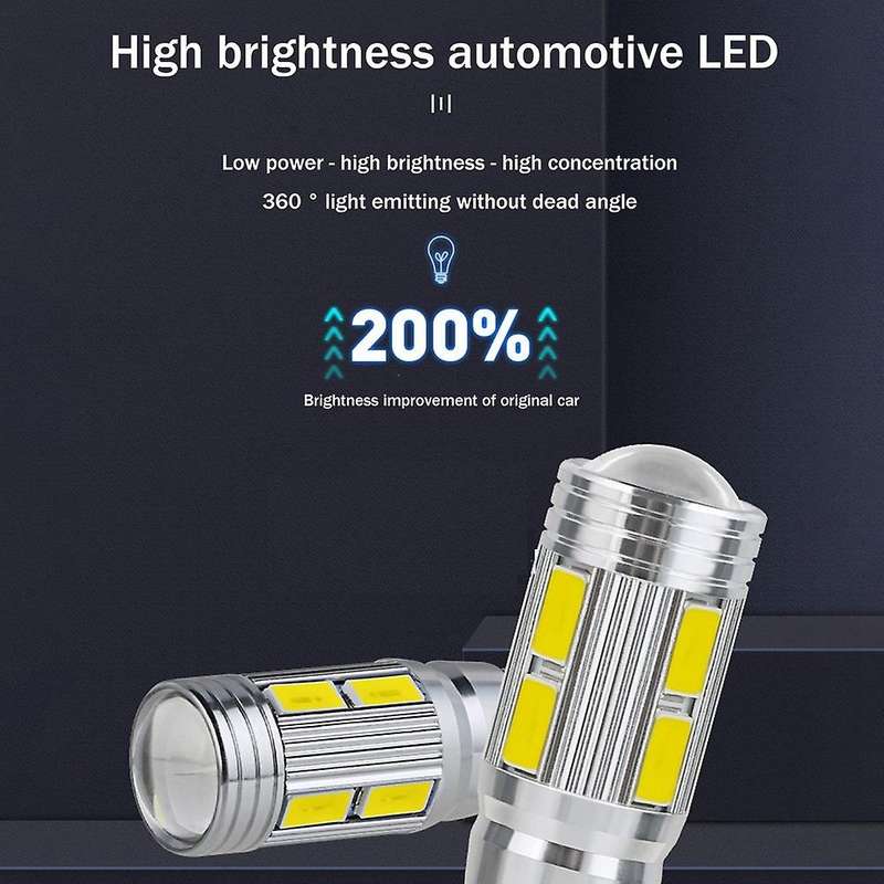2PCS W5W T10 6000K 5630 10 SMD Car LED Bulb Turn Singal Light White