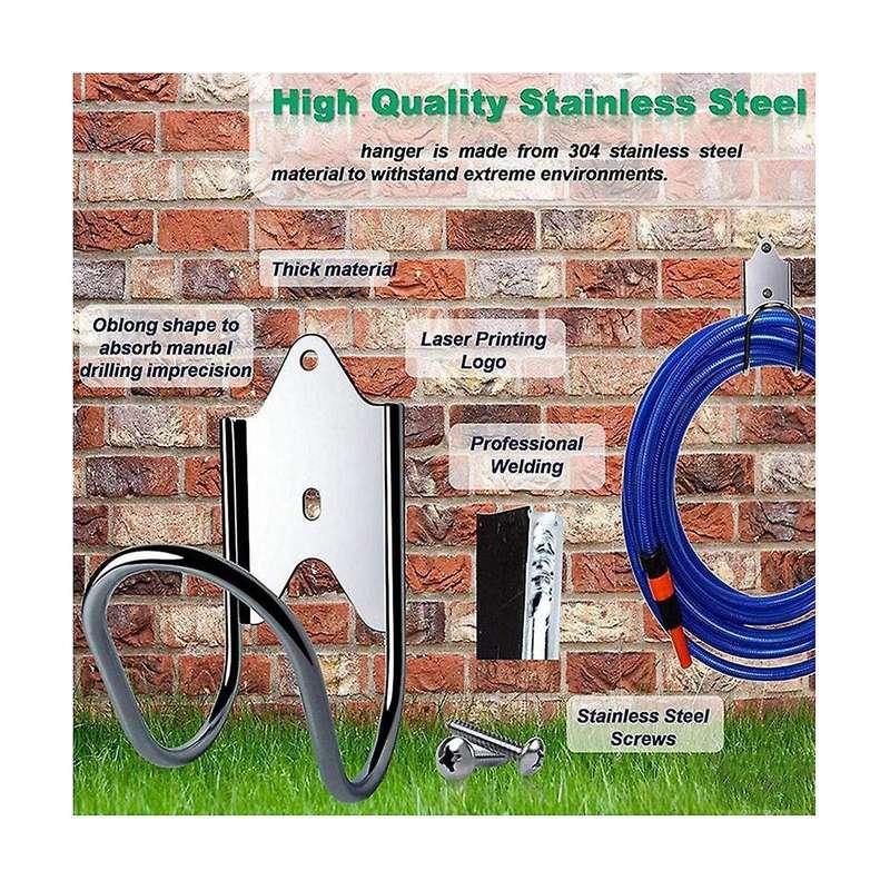 2pcs Wall Mounted Garden Hose Holder Heavy Duty Stainless Steel Hose Hanger Hooks for Water Hose Sto