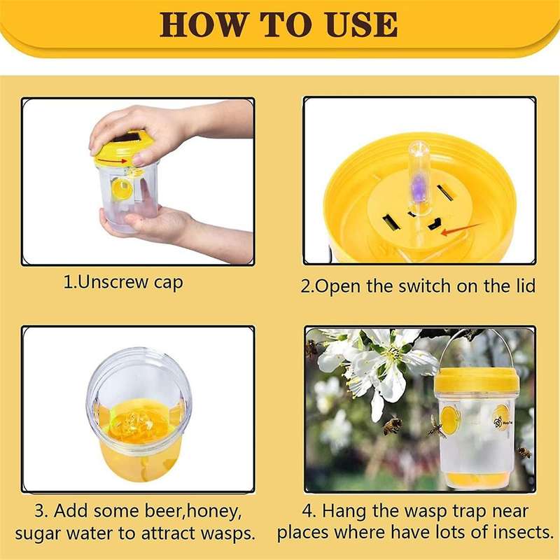 2PCS Wasp Traps Outdoor Hanging Trap Carpenter Bee Traps for Outdoors Bee Traps for Outside Reusabl
