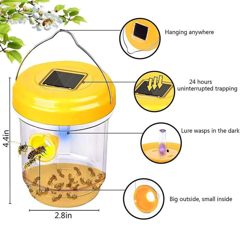 2PCS Wasp Traps Outdoor Hanging Trap Carpenter Bee Traps for Outdoors Bee Traps for Outside Reusabl
