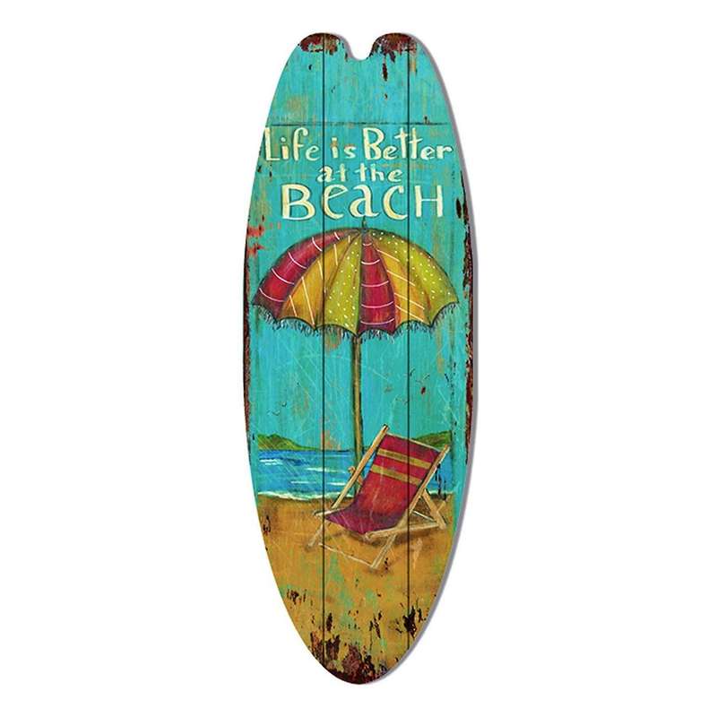 2PCS Wall Hanging Holiday Leisure Decoration Vintage Wooden Sign Surfboard Bar Decoration Mediterran
