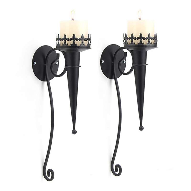 2Pcs Wall Candle Holders Hanging Wall Candle Sconce Stand, Retro Pillar Candlestick Holder Decor