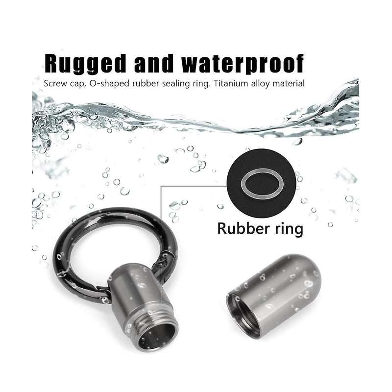 2PCS Waterproof Stainless Steel Pill Box Pill Bottle Cache Pill Box Container Keychain Pill Box Hea