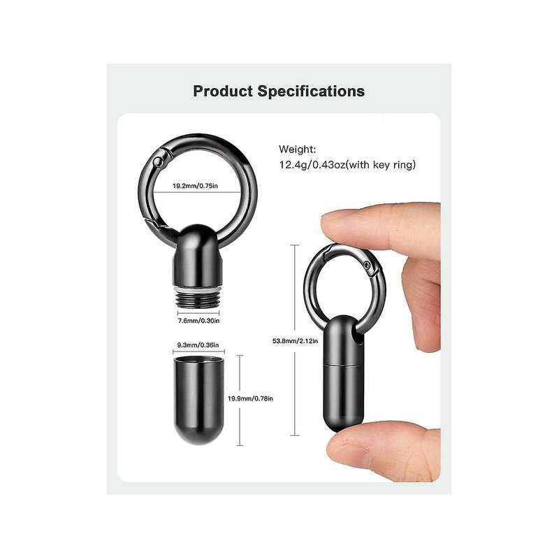 2PCS Waterproof Stainless Steel Pill Box Pill Bottle Cache Pill Box Container Keychain Pill Box Hea