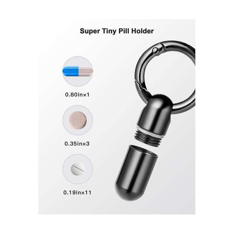 2PCS Waterproof Stainless Steel Pill Box Pill Bottle Cache Pill Box Container Keychain Pill Box Hea