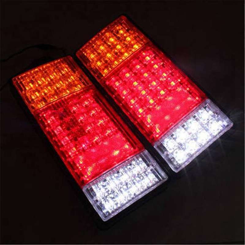2Pcs Waterproof 12V Taillights Car Truck RV Van Bus Rear Tail Trailer Lights Signal Indicator Brake