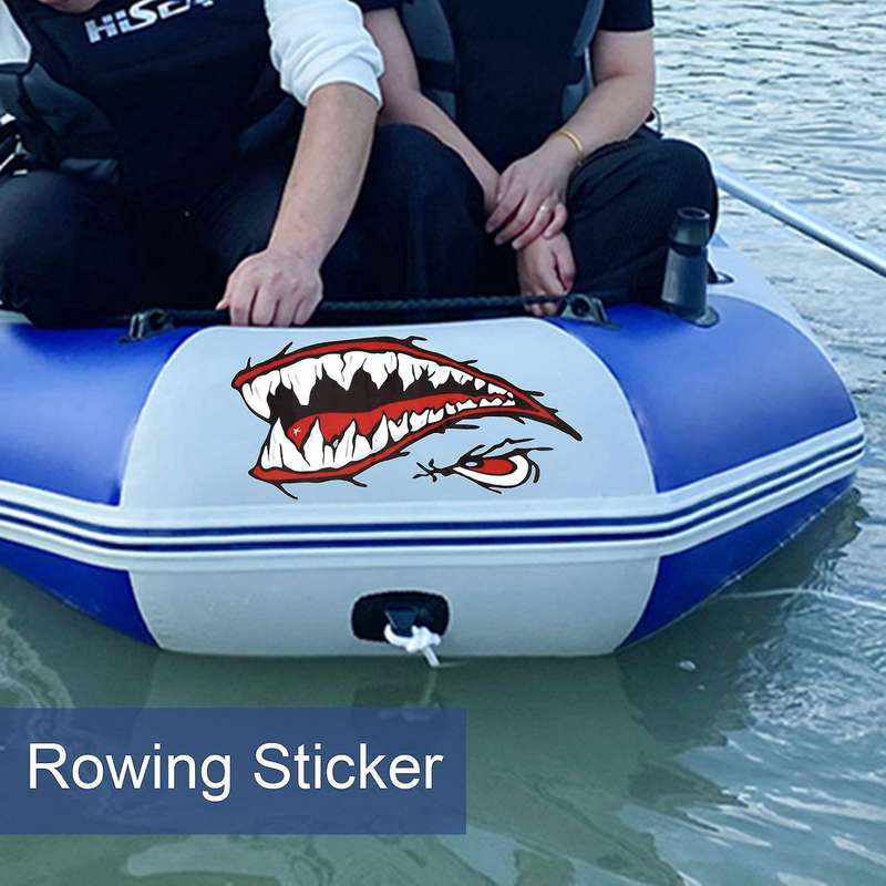 2pcs Waterproof Vinyl Decal Teeth for Kayak Boat Car Truck Sticker Diy Funny Sticker