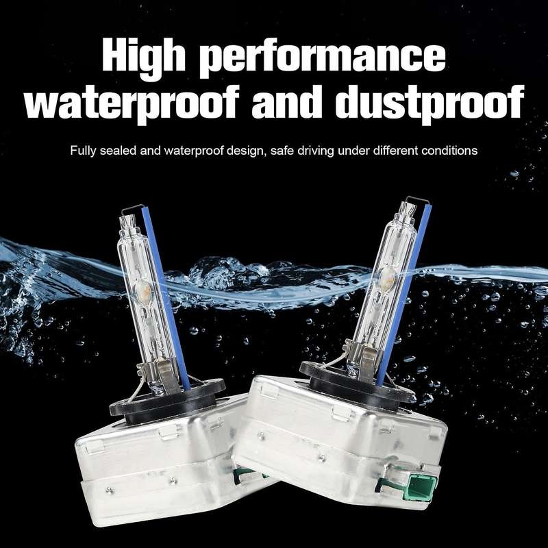 2PCs Waterproof Bright D3S Headlight Bulbs Replacement Heat Resistant 8000K Anti-UV Light Lamp