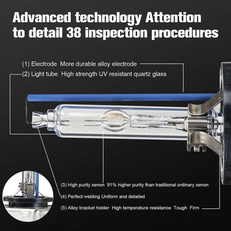 2PCs Waterproof Bright D3S Headlight Bulbs Replacement Heat Resistant 8000K Anti-UV Light Lamp