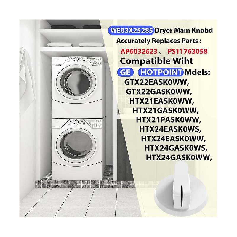 2PCS WE03X25285 Dryer Main Control Knob for Dryer Dryer Replaceable for AP6032623/PS11763058 Dryer K