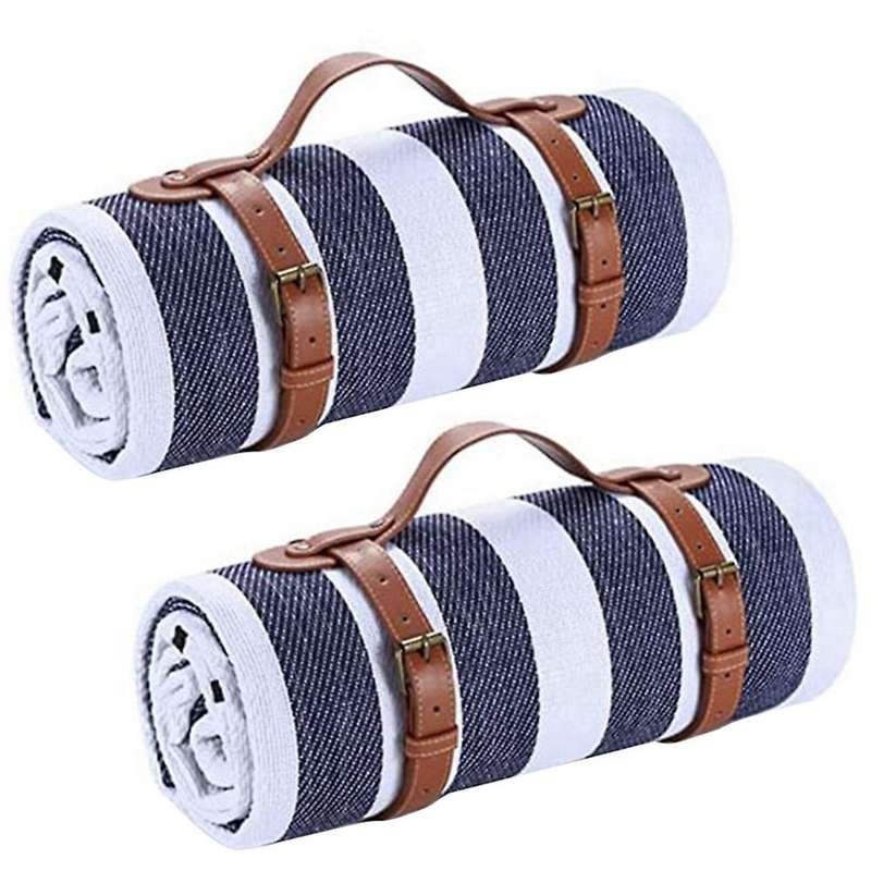 2pcs Waterproof Beach Blanket Camping Blanket Sandproof Belt Handles Suitable for Picnics, Beaches