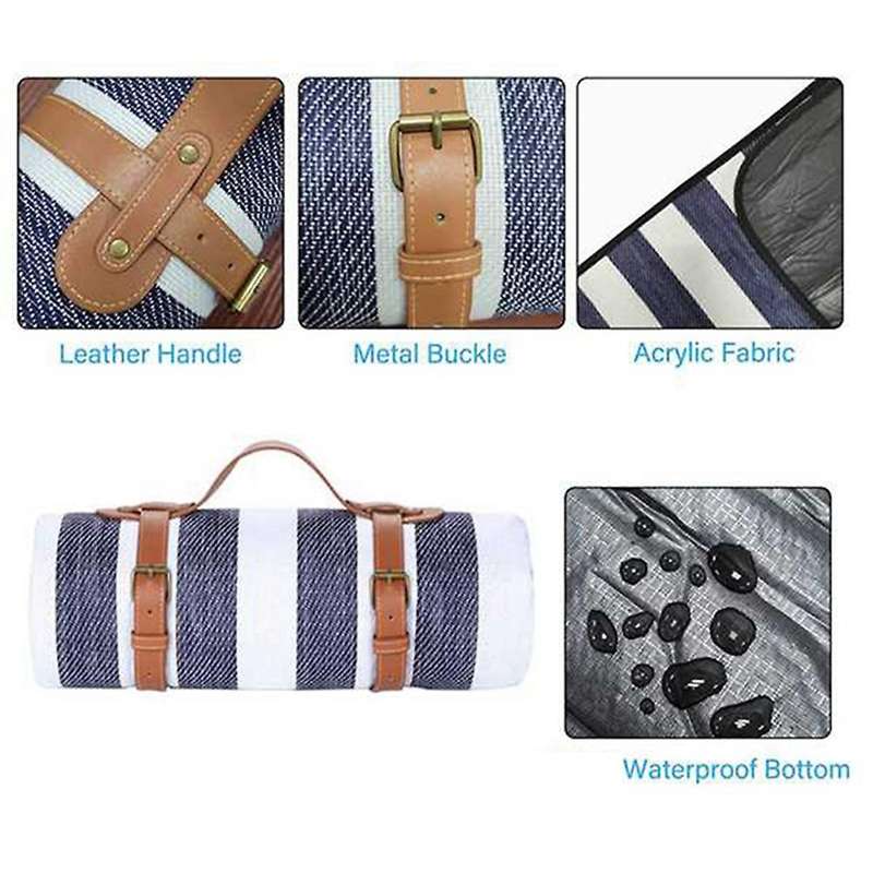 2pcs Waterproof Beach Blanket Camping Blanket Sandproof Belt Handles Suitable for Picnics, Beaches