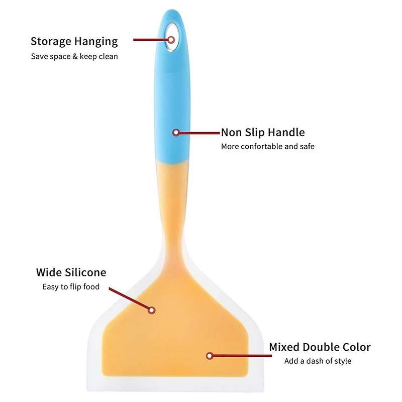 2PCS Wide Silicone Spatulas, Heat Resistant Silicone Spatula Set, Kitchen Spatula for Pancake and Mo