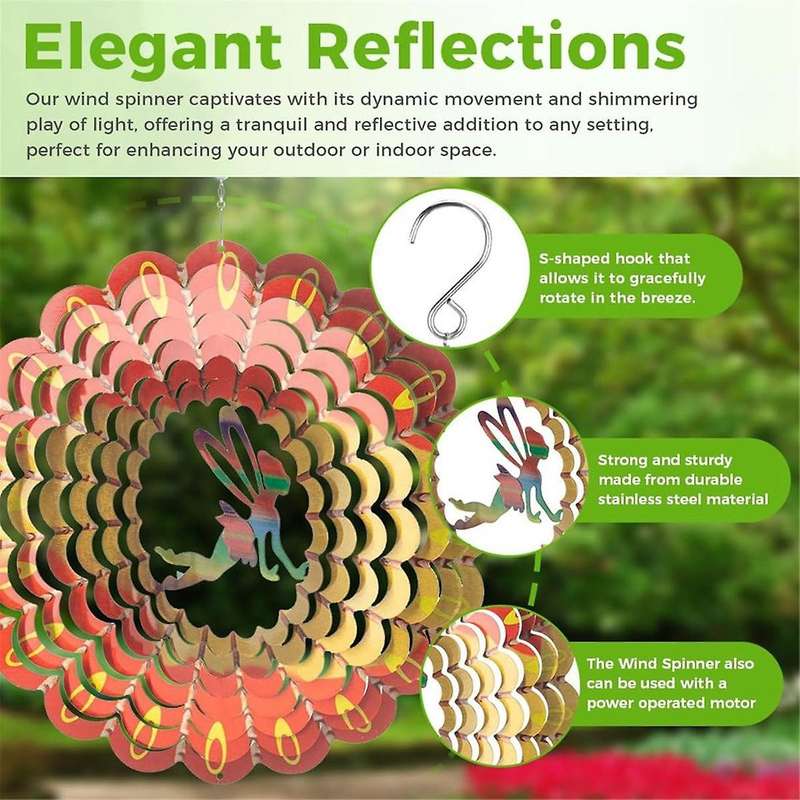 2PCS Wind Spinner 12in - 3D Stainless Steel Sculpture Wind Spinners Outdoor, Metal Wind Catcher for