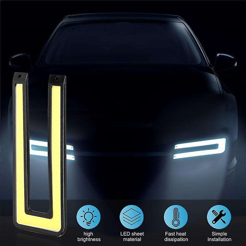 2pcs White Cob Drl Led Daytime Running Light for Universal Car Driving Fog Lamp for Car Accessories