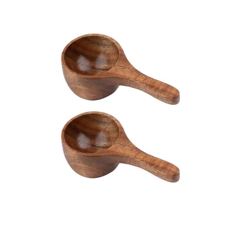 2Pcs Wooden Spoon Mini Coffee Measuring Cup Wooden Ice Cream Spoon Kitchen Measuring Spoon