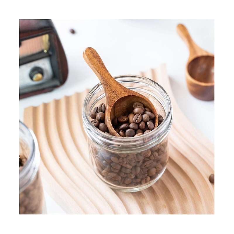 2Pcs Wooden Spoon Mini Coffee Measuring Cup Wooden Ice Cream Spoon Kitchen Measuring Spoon