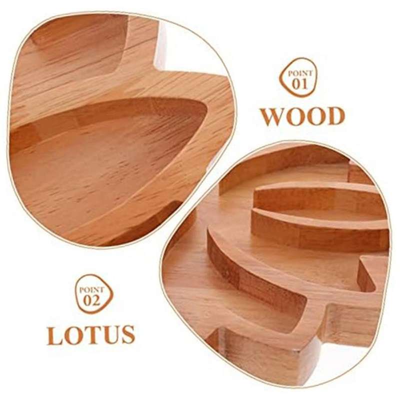 2Pcs Wooden Lotus Shape Crystal Display Tray Retro Jewelry Essential Oil Crystal Storage Tray