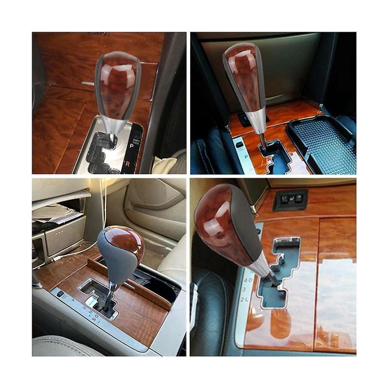2pcs Wood Grain Car Gear Shift Knob for / Fortuner Crown Land Cruiser Lever Shifter Stick