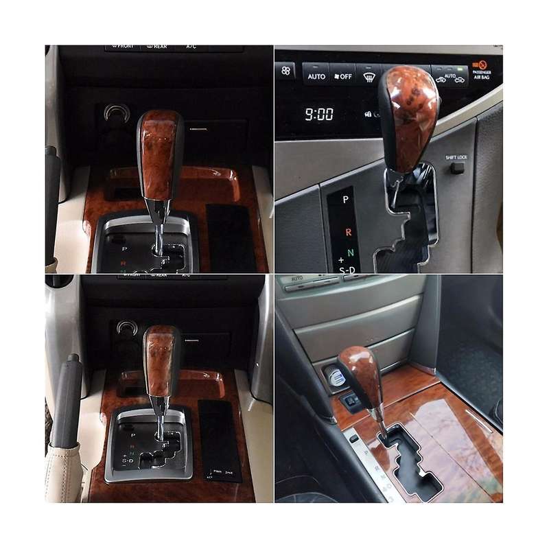 2pcs Wood Grain Car Gear Shift Knob for / Fortuner Crown Land Cruiser Lever Shifter Stick