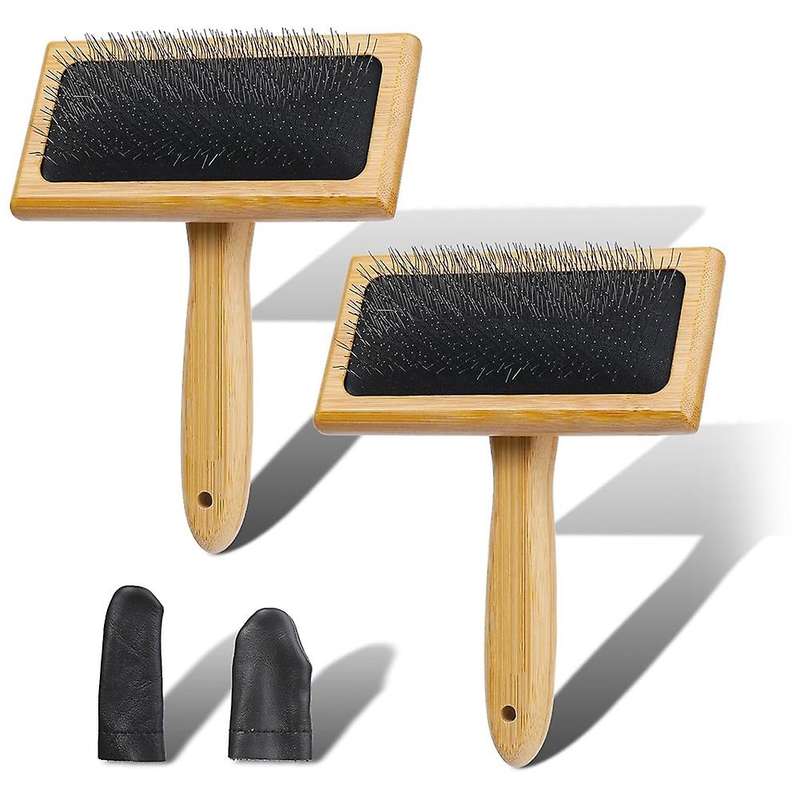 2Pcs Wooden Wool Carders, for Wool, Fibers, , , Wooden Wool Carders Brush for Wool Felting Spinning