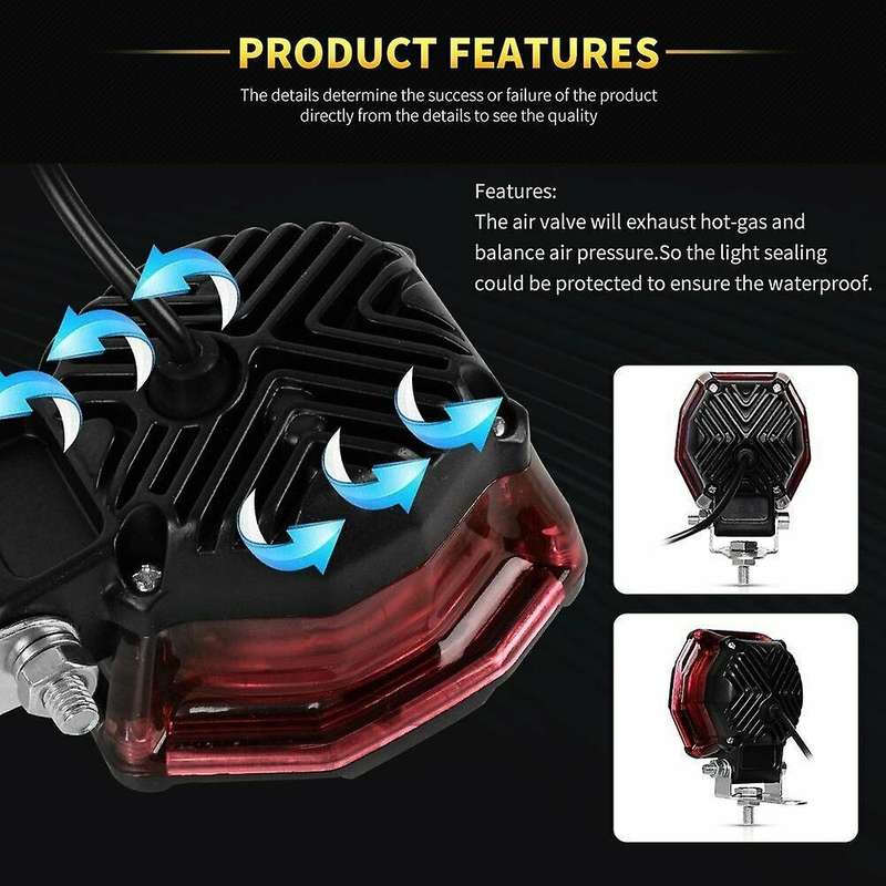 2Pcs/Pair 3 Inch Halo LED Spot Work Light Bar Pods Fog Driving Off Road ATV Truck 4WD