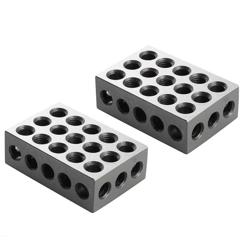 2pcs/pair 23 Holes Precision 25-50-75mm Blocks Gauge Hardened Steel Parallel Block Set Matched Mach