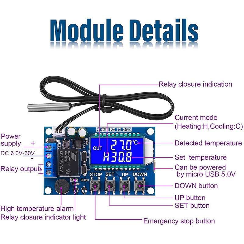 2Pcs XY-T01 Electronic Temperature Controller, Control Module -50Celsius to 100Celsius Temperature C