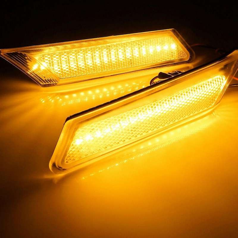 2Pcs/Set Car Amber LED Front Side Marker Lights Clear Lens Turn Signal Lights for- /987/997