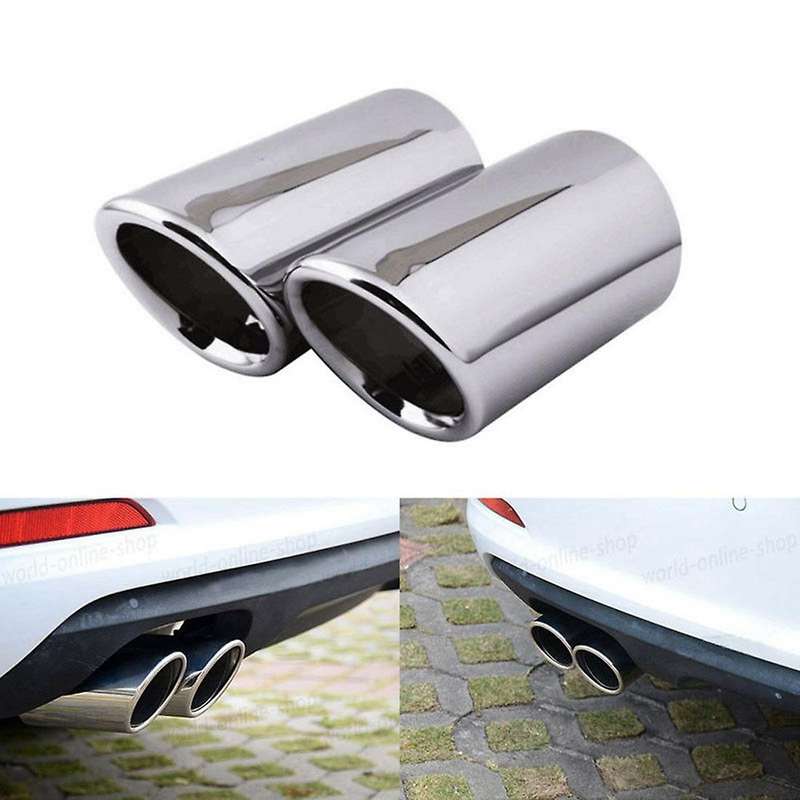 2Pcs/Set Chrome Plating Stainless Steel Car Exhaust Muffler Tip Pipes Covers for - A1 A3 A4 TT