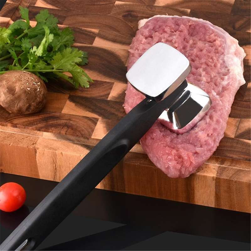 2-Piece Stainless Steel Double-Sided Meat Hammer Tenderizer Comfort Handle for Steak, Beef and Chick