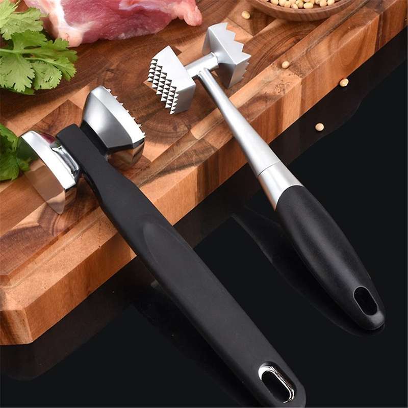 2-Piece Stainless Steel Double-Sided Meat Hammer Tenderizer Comfort Handle for Steak, Beef and Chick