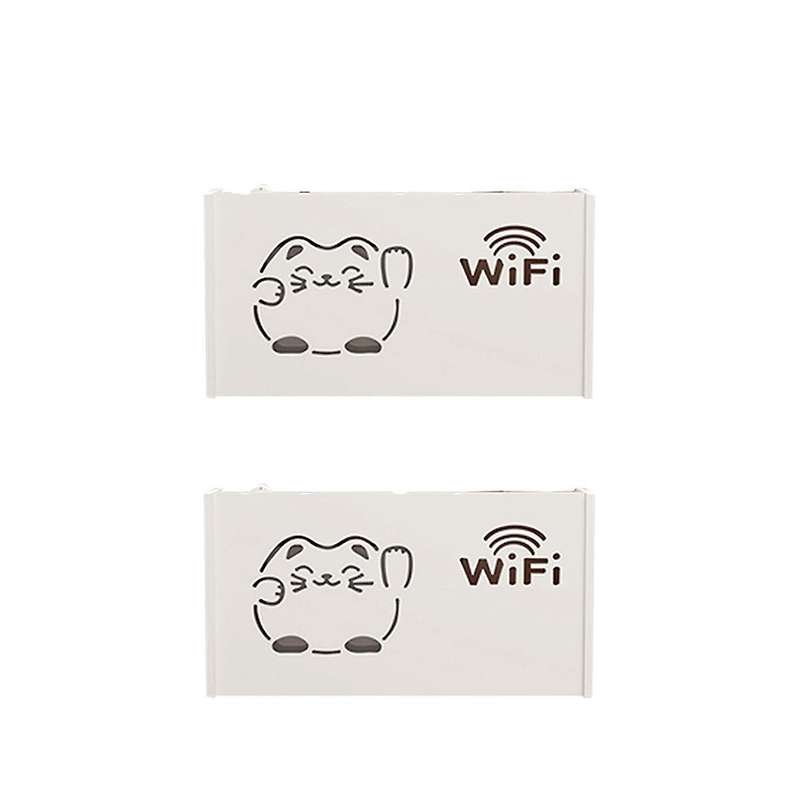2pcswifi Router Storage Box Outlet Set Top Cable Wooden Case Wall Mount Power Strip Switch Hide Shel