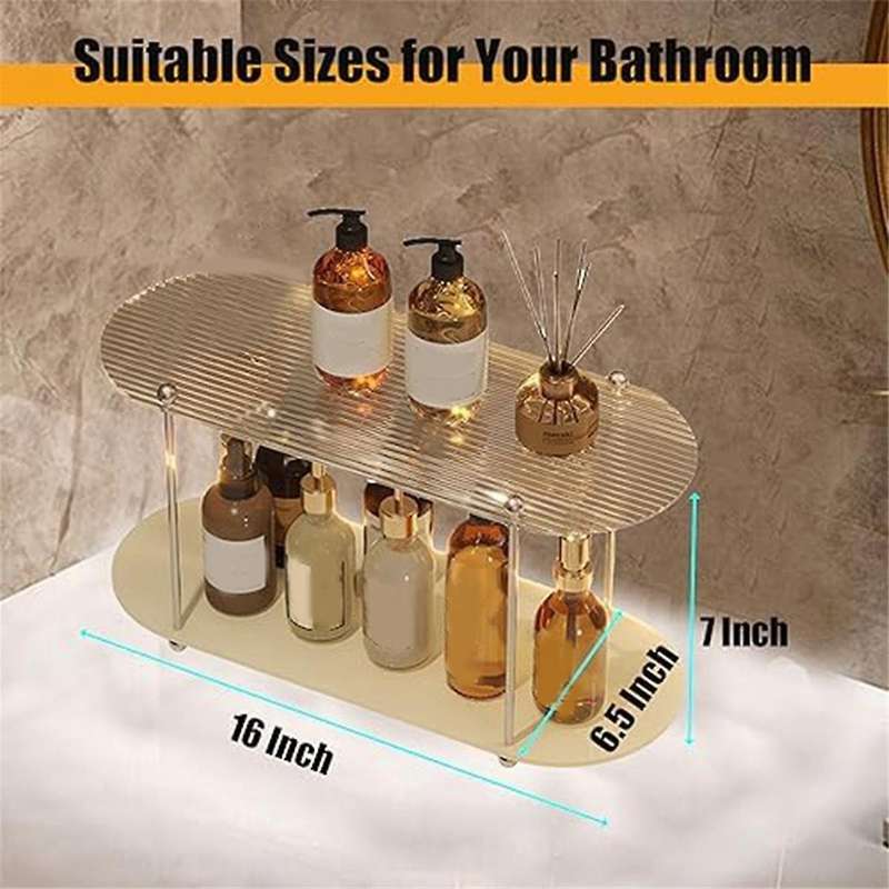 2-tier Bathroom Tray, Makeup Shelf Countertop Organizer, Bathroom Shelf Organizer, Cosmetics, Skin C