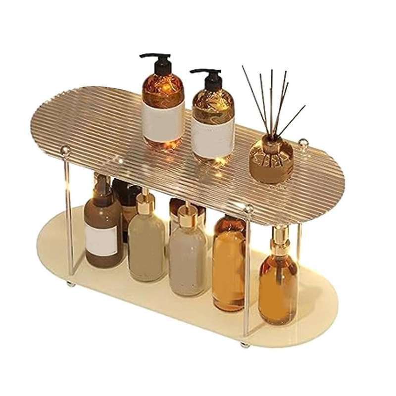 2-tier Bathroom Tray, Makeup Shelf Countertop Organizer, Bathroom Shelf Organizer, Cosmetics, Skin C