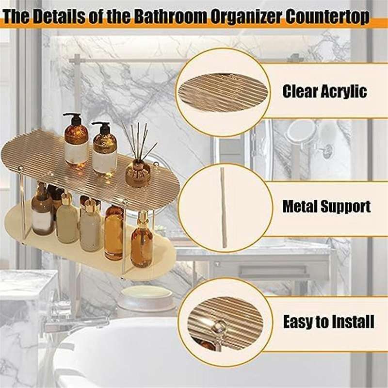 2-tier Bathroom Tray, Makeup Shelf Countertop Organizer, Bathroom Shelf Organizer, Cosmetics, Skin C