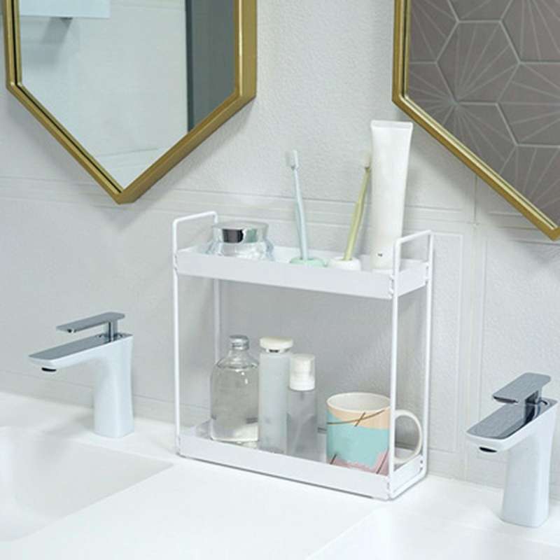2-Tier Bathroom Countertop Storage Rack, Cosmetic Storage Rack, Kitchen Spice Rack, Vertical Shelf,