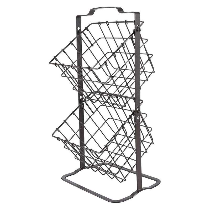 2-Tier Storage Shelf Metal Storage Basket Fruit Vegetable Toiletries Organizer Household Market Bask