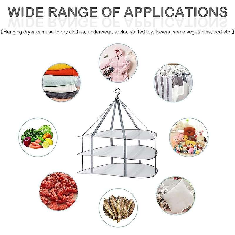 2-Tier Sweater Drying Rack Hanging Clothes Hanging Dryer Laundry Mesh Drying Rack, Foldable Clothin