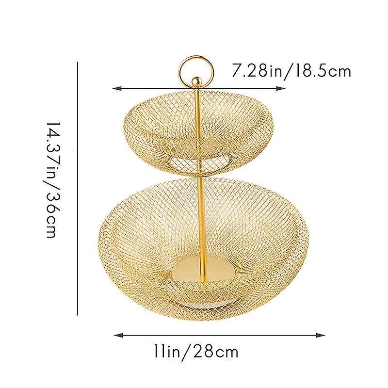 2-Tier Fruit Basket,Wire Fruit Bowls Holder,Decorative Fruits Basket,Kintchen Storage Basket for Sna